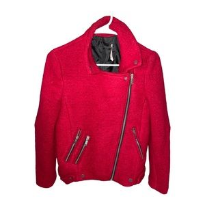 stradivarius women’s bike jacket 100% polyester red small